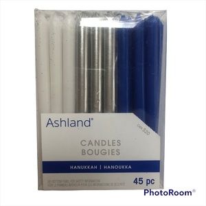 Hanukkah Festival of Lights Menorah Blue Silver White Candles NWT